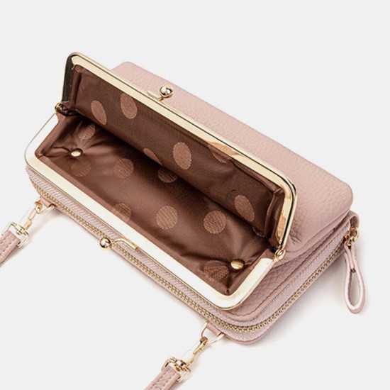 Fashion Multifunction Large Capacity PU Leather Mobile Phone Storage Handbag Shoulder Bag