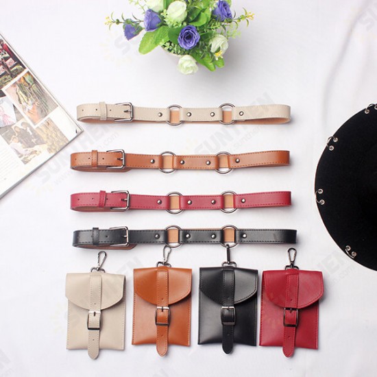 Fashion PU Leather Mobile Phone Storage Belt Waist Packs