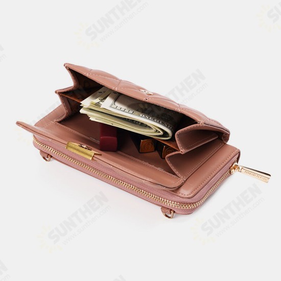 Fashion PU Leather Multi-Card Slots Money Clips Mobile Phone Storage Packs Crossbody Bag Handbag