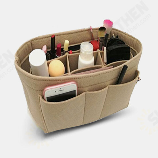 Fashion Simple Multifunctional with Multi-Pocket Mobile Phone Cosmetic Storage Felt Bag Organizer