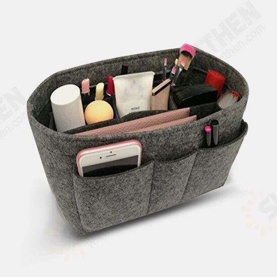 Fashion Simple Multifunctional with Multi-Pocket Mobile Phone Cosmetic Storage Felt Bag Organizer