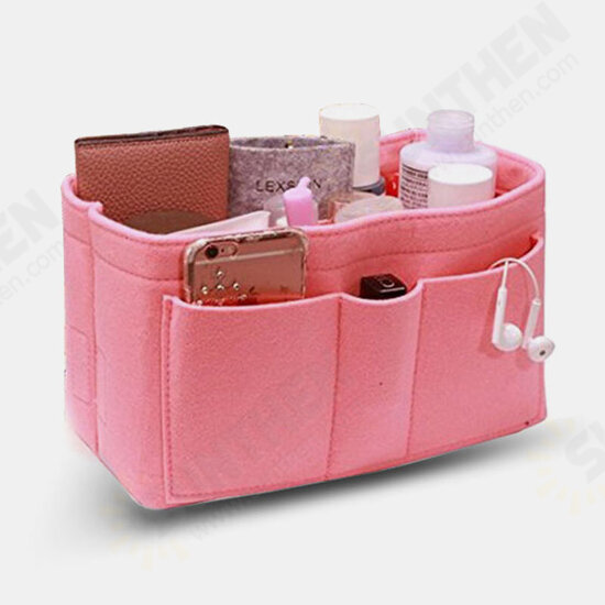 Fashion Simple Multifunctional with Multi-Pocket Mobile Phone Cosmetic Storage Felt Bag Organizer