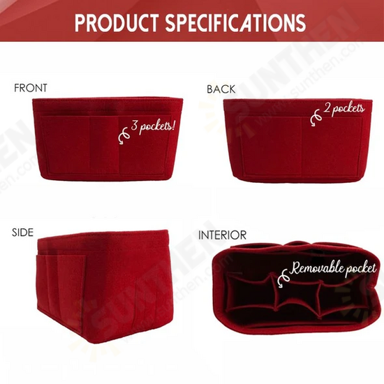 Fashion Simple Multifunctional with Multi-Pocket Mobile Phone Cosmetic Storage Felt Bag Organizer