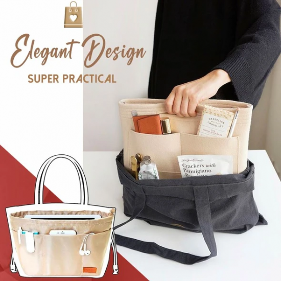 Fashion Simple Multifunctional with Multi-Pocket Mobile Phone Cosmetic Storage Felt Bag Organizer