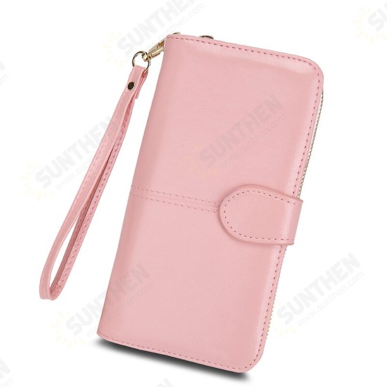 Fashionwith Multi-Card Slots Zipper PU Leather Mobile Phone Bag Women Purse Handbag