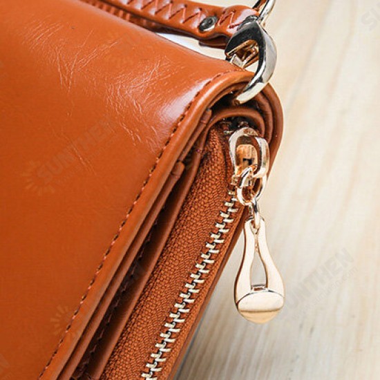 Fashionwith Multi-Card Slots Zipper PU Leather Mobile Phone Bag Women Purse Handbag