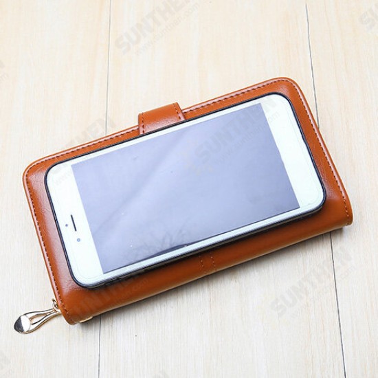 Fashionwith Multi-Card Slots Zipper PU Leather Mobile Phone Bag Women Purse Handbag