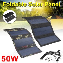 Foldable Waterproof 50W 5V with 10 in 1 USB Cable Solar Panel Sun Power Solar Cells Bank Pack for Phone Backpack Foldable Waterproof 50W 5V with 10 in 1 USB Cable Solar Panel Sun Power Solar Cells Bank Pack for Phone Backpack