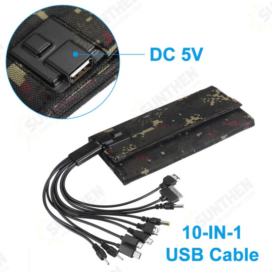 Foldable Waterproof 50W 5V with 10 in 1 USB Cable Solar Panel Sun Power Solar Cells Bank Pack for Phone Backpack Foldable Waterproof 50W 5V with 10 in 1 USB Cable Solar Panel Sun Power Solar Cells Bank Pack for Phone Backpack