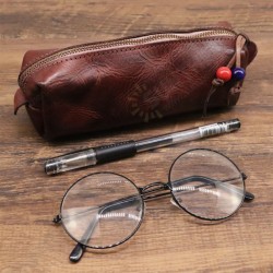 Handmade Large Capacity First-Layer Genuine Leather Pen Glasses Card Storage Bag Organizer Handmade Large Capacity First-Layer Genuine Leather Pen Glasses Card Storage Bag Organizer