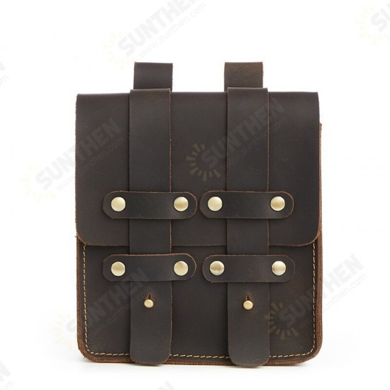 6.5 Inch Vintage Multi-Pocket Geniune Leather Men Mobile Phone Bag Waist Packs