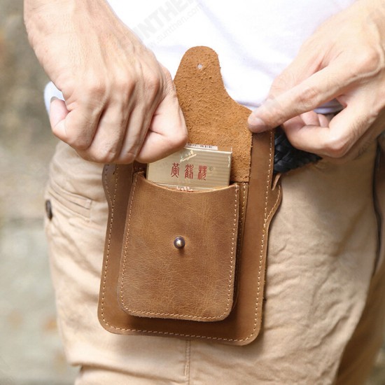 Retro First-Layer Genuine leather Mobile Phone Storage Bag Wallet Belt Waist Packs
