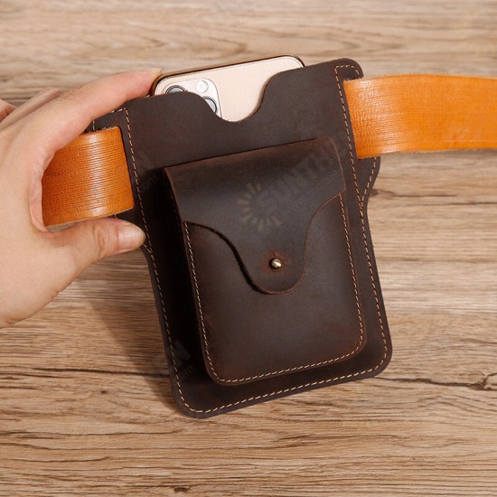 Retro First-Layer Genuine leather Mobile Phone Storage Bag Wallet Belt Waist Packs