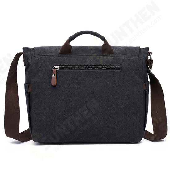 Men Casual Multi-Pocket Canvas + Microfiber Leather Macbook Storage Briefcase Shoulder Crossbody Bag