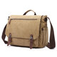 Men Casual Multi-Pocket Canvas + Microfiber Leather Macbook Storage Briefcase Shoulder Crossbody Bag