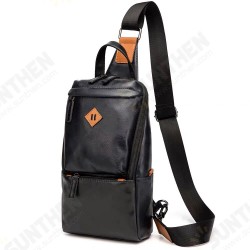 Men Large Capacity Mobile Phone Storage PU Leather Shoulder Crossbody Bag Chest Pack