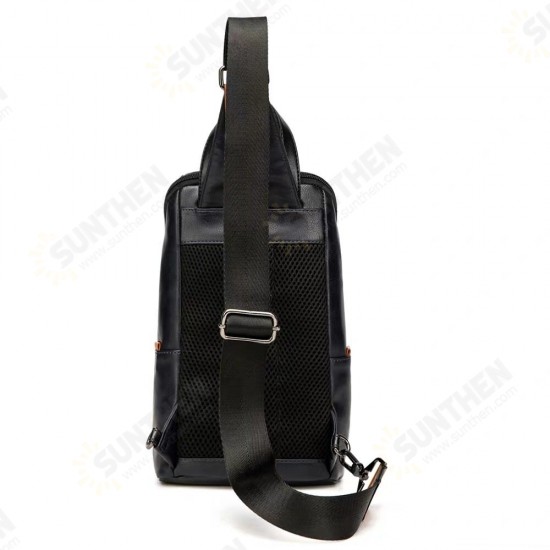 Men Large Capacity Mobile Phone Storage PU Leather Shoulder Crossbody Bag Chest Pack