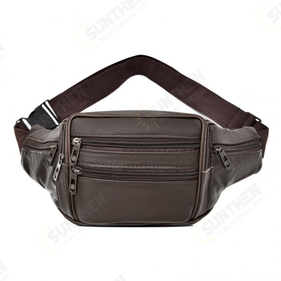 Men Outdoor Multi-Layers Large Capacity PU Leather Mobile Phone Storage Crossbody Chest Bag Waist Packs