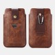 Men Retro PU Leather with Card Slot Holder 2-Layer Mobile Phone Storage Bag Waist Belt Pack