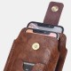 Men Retro PU Leather with Card Slot Holder 2-Layer Mobile Phone Storage Bag Waist Belt Pack