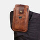 Men Retro PU Leather with Card Slot Holder 2-Layer Mobile Phone Storage Bag Waist Belt Pack