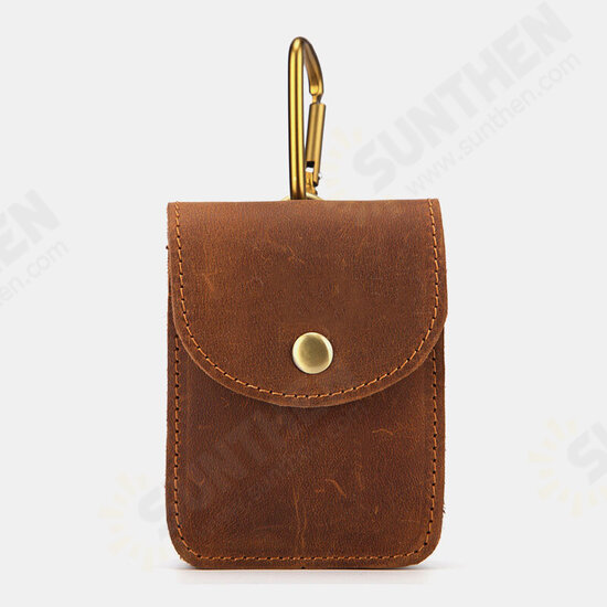 Men Vintage Genuine Leather Feature Phone Smoke Coin Storage Bag Hanging Waist Packs