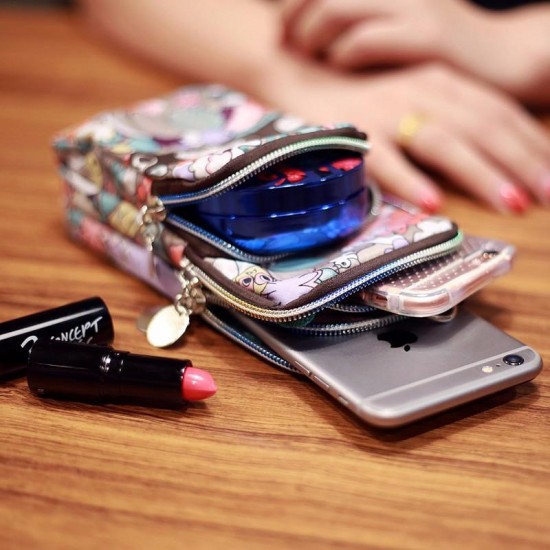 Mini Fashion Pattern Zipper Sport Shoulder Bag Wrist Purse For iPhone Samsung Xiaomi