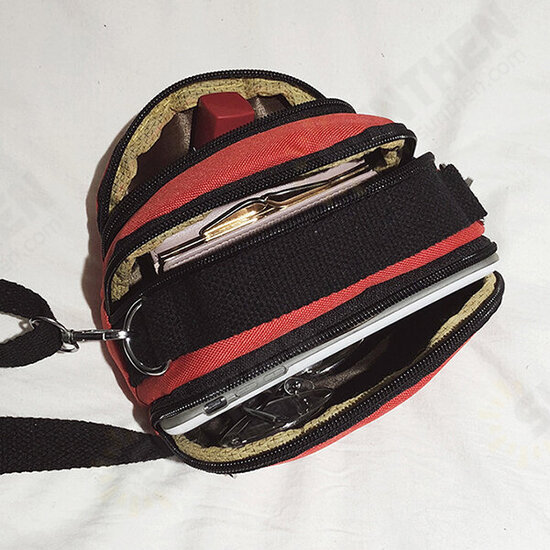 Mini Multi-Pocket Canvas Mobile Phone Storage Crossbody Shoulder Bag