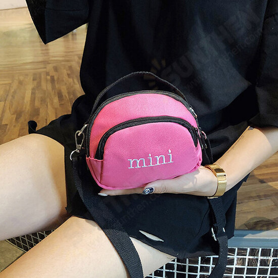 Mini Multi-Pocket Canvas Mobile Phone Storage Crossbody Shoulder Bag