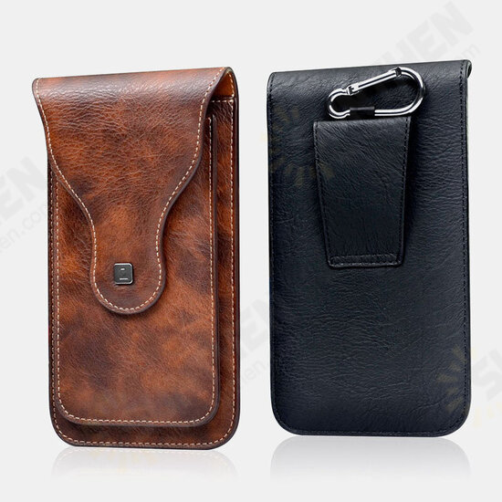 Mobile phone pockets dual-machine protective sleeve universal men's outdoor climbing crazy horse pattern retro mobile phone hanging pockets bag