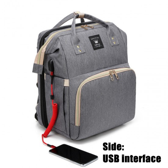 Multifunctional 2-IN-1 Large Capacity Foldable Travel with Sunshade Baby Infant Crib Diaper Macbook Storage Bag Backpack