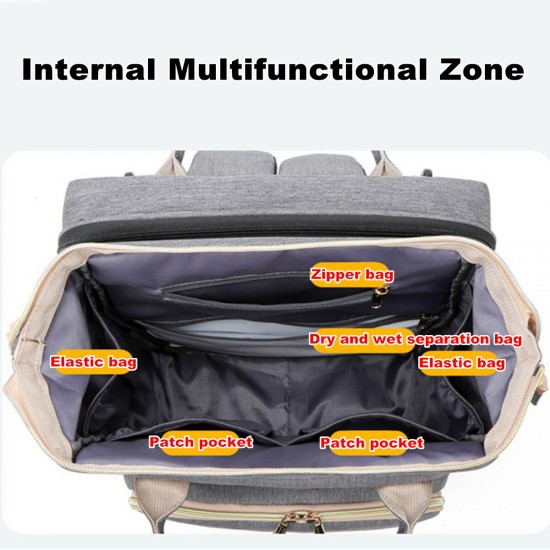 Multifunctional 2-IN-1 Large Capacity Foldable Travel with Sunshade Baby Infant Crib Diaper Macbook Storage Bag Backpack
