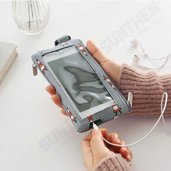 Multifunctional Earphone Jack Touch Screen Purse Phone Wallet for Phone Under 4.7-inch