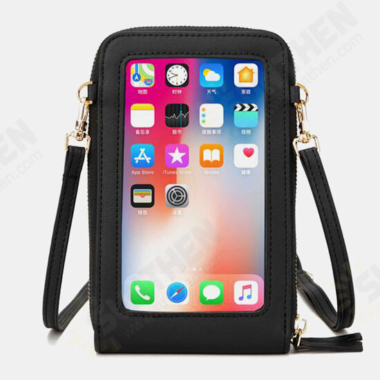 Multifunctional Large Capacity with Length Adjustable PU Leather Strap Touch Screen Phone Bag