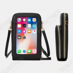 Multifunctional Large Capacity with Length Adjustable PU Leather Strap Touch Screen Phone Bag