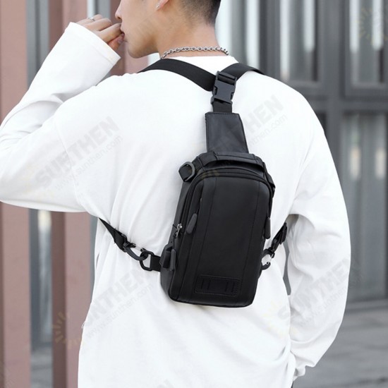 Multifunctional Men's Shoulder Bag with USB Charging Port Macbook Storage Messenger Bag Chest Bag Mobile Phone Bag