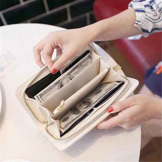 Multifunctional Women Laser PU Leather Long Wallet Card Purse Phone Bag for Phone under 6.5 inches Multifunctional Women Laser PU Leather Long Wallet Card Purse Phone Bag for Phone under 6.5 inches