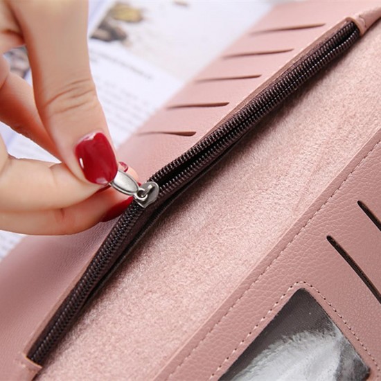 Multifunctional Women PU Leather Large Capacity Long Wallet Card Holder Phone Case Bag