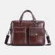 15.6 inch Multifunction Multi-Pocket Genuine Leather Macbook Storage Bag Men Briefcases Shoulder Crossbody Bag