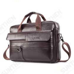 15.6 inch Multifunction Multi-Pocket Genuine Leather Macbook Storage Bag Men Briefcases Shoulder Crossbody Bag 15.6 inch Multifunction Multi-Pocket Genuine Leather Macbook Storage Bag Men Briefcases Shoulder Crossbody Bag