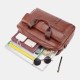 15.6 inch Multifunction Multi-Pocket Genuine Leather Macbook Storage Bag Men Briefcases Shoulder Crossbody Bag