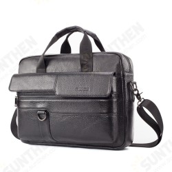 15.6 inch Multifunction Multi-Pocket Genuine Leather Macbook Storage Bag Men Briefcases Shoulder Crossbody Bag 15.6 inch Multifunction Multi-Pocket Genuine Leather Macbook Storage Bag Men Briefcases Shoulder Crossbody Bag
