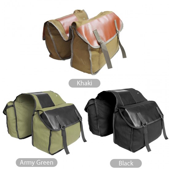 PU Leather Motorcycle Side Saddle Bag with 2 Large Pockets Mobile Phone Tablet Bottoles Repairing Storage Pouch