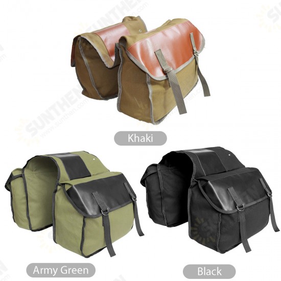 PU Leather Motorcycle Side Saddle Bag with 2 Large Pockets Mobile Phone Tablet Bottoles Repairing Storage Pouch