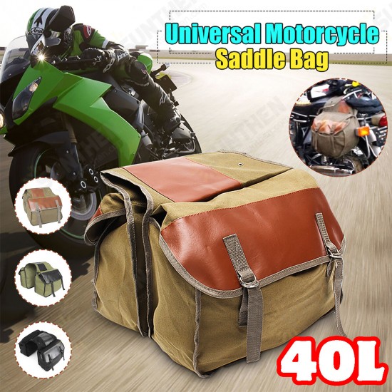 PU Leather Motorcycle Side Saddle Bag with 2 Large Pockets Mobile Phone Tablet Bottoles Repairing Storage Pouch