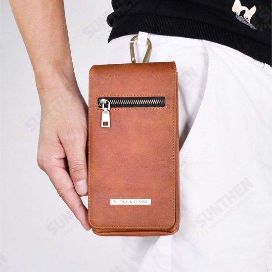 6.5 inch Multifunction Magnetic Flip Multi-Pocket PU Leather Mobile Phone Storage Bag Wallet Waist Pack