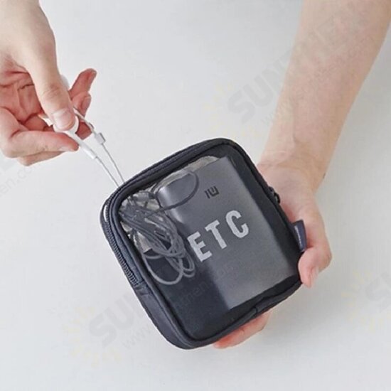 Portable S/ L Office Travel Translucent U Disk Earphone Makeup Storage Bag