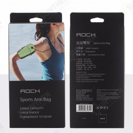 Sport Running Waterproof Sweatproof Earphone Jack Armband Bag for 6 inch or less Phone