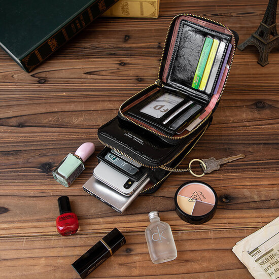 Retro PU Leather Bag Multi-Card Slots Mobile Phone Storage Wallet Crossbody Bag Packs