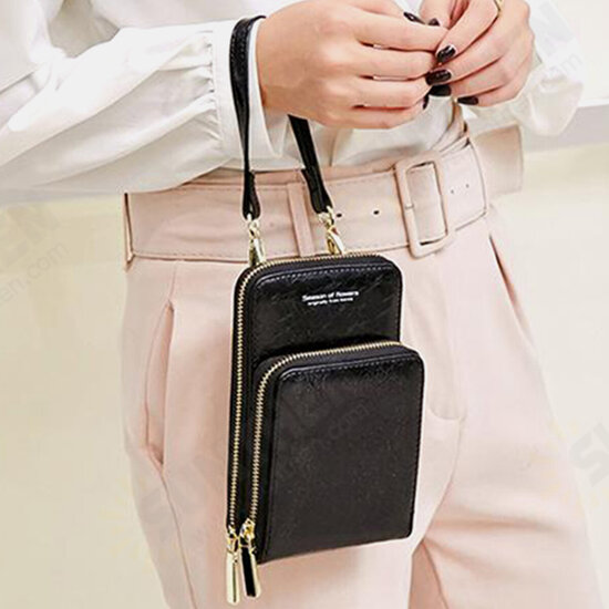 Retro PU Leather Bag Multi-Card Slots Mobile Phone Storage Wallet Crossbody Bag Packs
